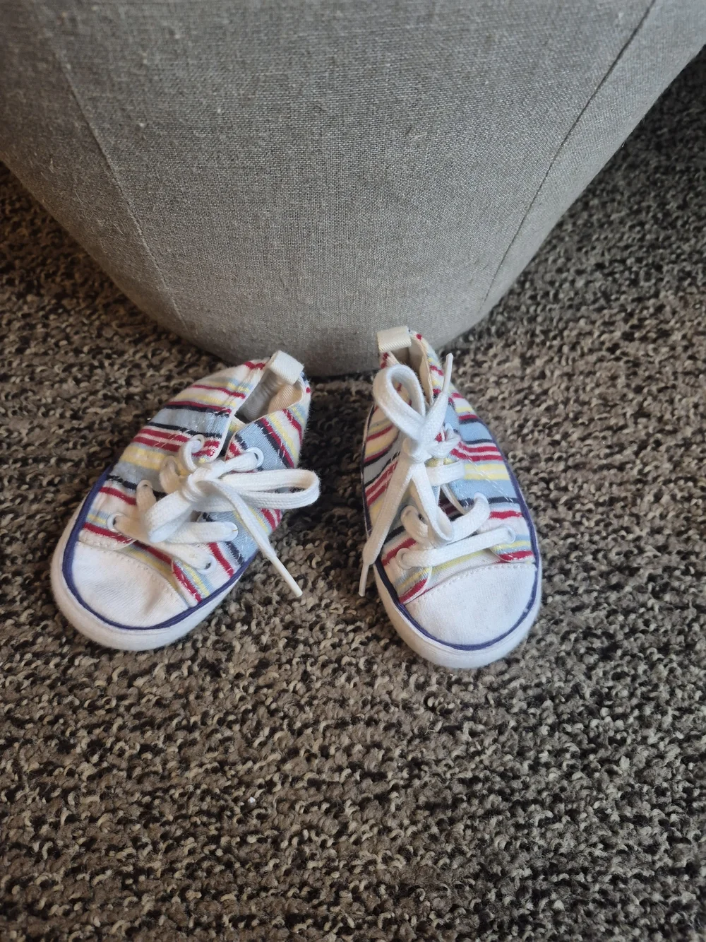 Old Navy Navy, Light Blue, Red and Cream Striped Baby Hat And Shoes